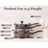imageSENSARTE Nonstick Ceramic Cookware Set 13Piece Healthy Pots and Pans Set Nontoxic Kitchen Cooking Set with StayCool Handles Silicone Tools and Pot Protectors PFAS and PFOA FreeToffee Brown