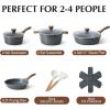 imageSENSARTE Nonstick Ceramic Cookware Set 13Piece Healthy Pots and Pans Set Nontoxic Kitchen Cooking Set with StayCool Handles Silicone Tools and Pot Protectors PFAS and PFOA FreeGray