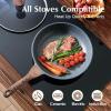 imageSENSARTE Nonstick Ceramic Frying Pan with Lid 8951011125 Inch Omelet Pan Skillet Free of Intentionally Added PFASPTFE Nontoxic Chefs Pan Induction Compatible Pan Heat Resistant HandleGray Granite