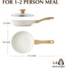 imageSENSARTE Nonstick Ceramic Frying Pan with Lid 8951011125 Inch Omelet Pan Skillet Free of Intentionally Added PFASPTFE Nontoxic Chefs Pan Induction Compatible Pan Heat Resistant HandleWhite Ceramic