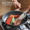 imageSENSARTE Nonstick Ceramic Frying Pan with Lid 8951011125 Inch Omelet Pan Skillet Free of Intentionally Added PFASPTFE Nontoxic Chefs Pan Induction Compatible Pan Heat Resistant HandleGray Granite