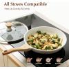 imageSENSARTE Nonstick Ceramic Frying Pan with Lid 8951011125 Inch Omelet Pan Skillet Free of Intentionally Added PFASPTFE Nontoxic Chefs Pan Induction Compatible Pan Heat Resistant HandleWhite Ceramic