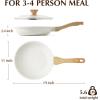 imageSENSARTE Nonstick Ceramic Frying Pan with Lid 8951011125 Inch Omelet Pan Skillet Free of Intentionally Added PFASPTFE Nontoxic Chefs Pan Induction Compatible Pan Heat Resistant HandleWhite Ceramic