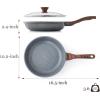 imageSENSARTE Nonstick Ceramic Frying Pan with Lid 8951011125 Inch Omelet Pan Skillet Free of Intentionally Added PFASPTFE Nontoxic Chefs Pan Induction Compatible Pan Heat Resistant HandleGray Granite