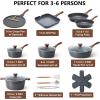 imageSENSARTE Nonstick Cookware Set 23Piece Non Stick Pots and Pans Set with Swiss Granite Coating Healthy Kitchen Cooking Set StayCool HandlesGray