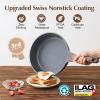 imageSENSARTE Nonstick Cookware Set 23Piece Non Stick Pots and Pans Set with Swiss Granite Coating Healthy Kitchen Cooking Set StayCool HandlesGray