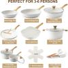 imageSENSARTE Nonstick Cookware Set 23Piece Non Stick Pots and Pans Set with Swiss Granite Coating Healthy Kitchen Cooking Set StayCool HandlesWhite