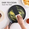 imageSENSARTE Nonstick Crepe Pan Swiss Granite Coating Dosa Pan Pancake Flat Skillet Tawa Griddle 10Inch with StayCool Handle Induction CompatibleBlack