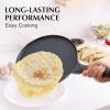 imageSENSARTE Nonstick Crepe Pan Swiss Granite Coating Dosa Pan Pancake Flat Skillet Tawa Griddle 10Inch with StayCool Handle Induction CompatibleBlack