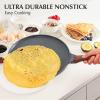 imageSENSARTE Nonstick Crepe Pan Swiss Granite Coating Dosa Pan Pancake Flat Skillet Tawa Griddle 10Inch with StayCool Handle Induction CompatibleGray