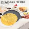 imageSENSARTE Nonstick Crepe Pan Swiss Granite Coating Dosa Pan Pancake Flat Skillet Tawa Griddle 10Inch with StayCool Handle Induction CompatibleGray