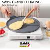 imageSENSARTE Nonstick Crepe Pan Swiss Granite Coating Dosa Pan Pancake Flat Skillet Tawa Griddle 10Inch with StayCool Handle Induction CompatibleGray