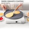 imageSENSARTE Nonstick Crepe Pan Swiss Granite Coating Dosa Pan Pancake Flat Skillet Tawa Griddle 10Inch with StayCool Handle Induction CompatibleGray