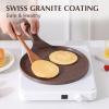 imageSENSARTE Nonstick Crepe Pan Swiss Granite Coating Dosa Pan Pancake Flat Skillet Tawa Griddle 10Inch with StayCool Handle Induction CompatibleToffee Brown