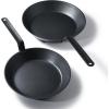 imageSENSARTE Nonstick Frying Pan Set 2Piece Oven Safe Skillets with Swiss Coating Induction Compatible Chef Pan Set Dishwasher Safe Cooking Pans PFOA PFOS Free 8 and 10 InchBlack