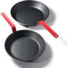 imageSENSARTE Nonstick Frying Pan Set 2Piece Oven Safe Skillets with Swiss Coating Induction Compatible Chef Pan Set Dishwasher Safe Cooking Pans PFOA PFOS Free 8 and 10 InchRed