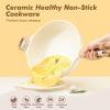 imageSENSARTE Nonstick Frying Pan Skillet with Lid 12 Inch Large Deep Frying Pan 5 Qt Non Stick Saute Pan with Cover Induction Pan Healthy Non Toxic Cooking Pan with Helper Handle PFOA PFOS FreeCeramic White