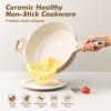 imageSENSARTE Nonstick Frying Pan Skillet with Lid 12 Inch Large Deep Frying Pan 5 Qt Non Stick Saute Pan with Cover Induction Pan Healthy Non Toxic Cooking Pan with Helper Handle PFOA PFOS FreeCeramic Taupe
