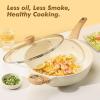 imageSENSARTE Nonstick Frying Pan Skillet with Lid 12 Inch Large Deep Frying Pan 5 Qt Non Stick Saute Pan with Cover Induction Pan Healthy Non Toxic Cooking Pan with Helper Handle PFOA PFOS FreeCeramic White