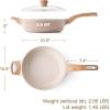 imageSENSARTE Nonstick Frying Pan Skillet with Lid 12 Inch Large Deep Frying Pan 5 Qt Non Stick Saute Pan with Cover Induction Pan Healthy Non Toxic Cooking Pan with Helper Handle PFOA PFOS FreeCeramic Taupe