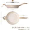 imageSENSARTE Nonstick Frying Pan Skillet with Lid 12 Inch Large Deep Frying Pan 5 Qt Non Stick Saute Pan with Cover Induction Pan Healthy Non Toxic Cooking Pan with Helper Handle PFOA PFOS FreeCeramic Taupe