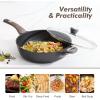 imageSENSARTE Nonstick Frying Pan Skillet with Lid 12 Inch Large Deep Frying Pan 5 Qt Non Stick Saute Pan with Cover Induction Pan Healthy Non Toxic Cooking Pan with Helper Handle PFOA PFOS FreeClassic Black