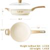 imageSENSARTE Nonstick Frying Pan Skillet with Lid 12 Inch Large Deep Frying Pan 5 Qt Non Stick Saute Pan with Cover Induction Pan Healthy Non Toxic Cooking Pan with Helper Handle PFOA PFOS FreeCeramic White