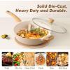 imageSENSARTE Nonstick Frying Pan Skillet with Lid 12 Inch Large Deep Frying Pan 5 Qt Non Stick Saute Pan with Cover Induction Pan Healthy Non Toxic Cooking Pan with Helper Handle PFOA PFOS FreeCeramic Taupe