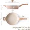 imageSENSARTE Nonstick Frying Pan Skillet with Lid 12 Inch Large Deep Frying Pan 5 Qt Non Stick Saute Pan with Cover Induction Pan Healthy Non Toxic Cooking Pan with Helper Handle PFOA PFOS FreeCeramic Taupe