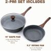 imageSENSARTE Nonstick Frying Pan Skillets Swiss Granite Coating Omelette Pans Healthy Cookware Chefs Pan Free of Intentionally Added PFOA 9511125 InchGray
