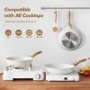 imageSENSARTE Nonstick Frying Pan Skillets Swiss Granite Coating Omelette Pans Healthy Cookware Chefs Pan Free of Intentionally Added PFOA 9511125 InchWhite