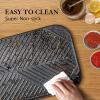 imageSENSARTE Nonstick Grill Pan for Stove Tops Versatile Griddle with Pour Spouts Square Big Cooking Surface Durable Skillet Indoor ampamp Outdoor Grilling PFOA Free 95 InchBlack