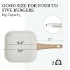 imageSENSARTE Nonstick Grill Pan for Stove Tops Versatile Griddle with Pour Spouts Square Big Cooking Surface Durable Skillet Indoor ampamp Outdoor Grilling PFOA Free 95 InchWhite Ceramic