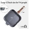 imageSENSARTE Nonstick Grill Pan for Stove Tops Versatile Griddle with Pour Spouts Square Big Cooking Surface Durable Skillet Indoor ampamp Outdoor Grilling PFOA Free 95 InchGray Granite