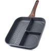 imageSENSARTE Nonstick Grill Pan for Stove Tops Versatile Griddle with Pour Spouts Square Big Cooking Surface Durable Skillet Indoor ampamp Outdoor Grilling PFOA Free 95 InchGray Granite3 Section
