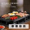 imageSENSARTE Nonstick Grill Pan for Stove Tops Versatile Griddle with Pour Spouts Square Big Cooking Surface Durable Skillet Indoor ampamp Outdoor Grilling PFOA Free 95 InchBlack