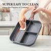 imageSENSARTE Nonstick Grill Pan for Stove Tops Versatile Griddle with Pour Spouts Square Big Cooking Surface Durable Skillet Indoor ampamp Outdoor Grilling PFOA Free 95 InchGray Granite3 Section