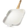 imageSENSARTE Nonstick Grill Pan for Stove Tops Versatile Griddle with Pour Spouts Square Big Cooking Surface Durable Skillet Indoor ampamp Outdoor Grilling PFOA Free 95 InchWhite Ceramic