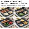 imageSENSARTE Nonstick Grill Pan for Stove Tops Versatile Griddle with Pour Spouts Square Big Cooking Surface Durable Skillet Indoor ampamp Outdoor Grilling PFOA Free 95 InchGray Granite3 Section