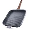 imageSENSARTE Nonstick Grill Pan for Stove Tops Versatile Griddle with Pour Spouts Square Big Cooking Surface Durable Skillet Indoor ampamp Outdoor Grilling PFOA Free 95 InchGray Granite