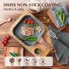 imageSENSARTE Nonstick Grill Pan for Stove Tops Versatile Griddle with Pour Spouts Square Big Cooking Surface Durable Skillet Indoor ampamp Outdoor Grilling PFOA Free 95 InchGray Granite