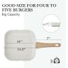 imageSENSARTE Nonstick Grill Pan for Stove Tops Versatile Griddle with Pour Spouts Square Big Cooking Surface Durable Skillet Indoor ampamp Outdoor Grilling PFOA Free 95 InchWhite Ceramic