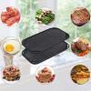 imageSENSARTE Nonstick Grill Pan for Stove Tops Versatile Griddle with Pour Spouts Square Big Cooking Surface Durable Skillet Indoor ampamp Outdoor Grilling PFOA Free 95 InchBlack
