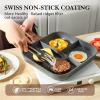 imageSENSARTE Nonstick Grill Pan for Stove Tops Versatile Griddle with Pour Spouts Square Big Cooking Surface Durable Skillet Indoor ampamp Outdoor Grilling PFOA Free 95 InchGray Granite3 Section