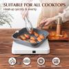 imageSENSARTE Nonstick Grill Pan for Stove Tops Versatile Griddle with Pour Spouts Square Big Cooking Surface Durable Skillet Indoor ampamp Outdoor Grilling PFOA Free 95 InchGray Granite