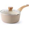 imageSENSARTE Nonstick Sauce Pan with Lid 15QT Small Sauce Pot Staycool Handle Multipurpose Handy Little Saucepan Induction Capable PFOA Free WhiteCeramic Taupe