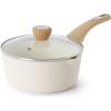 imageSENSARTE Nonstick Sauce Pan with Lid 15QT Small Sauce Pot Staycool Handle Multipurpose Handy Little Saucepan Induction Capable PFOA Free WhiteCeramic White