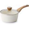 imageSENSARTE Nonstick Sauce Pan with Lid 15QT Small Sauce Pot Staycool Handle Multipurpose Handy Little Saucepan Induction Capable PFOA Free WhiteCeramic White