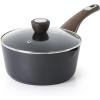imageSENSARTE Nonstick Sauce Pan with Lid 15QT Small Sauce Pot Staycool Handle Multipurpose Handy Little Saucepan Induction Capable PFOA Free WhiteClassic Black