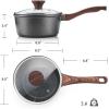 imageSENSARTE Nonstick Saucepan with Lid 15 Quarts Small Pot with Swiss Granite Coating Staycool Handle Multipurpose Handy Sauce Pot Small Kitchen Cooking Pot Induction Comptable PFOA FreeGray Granite